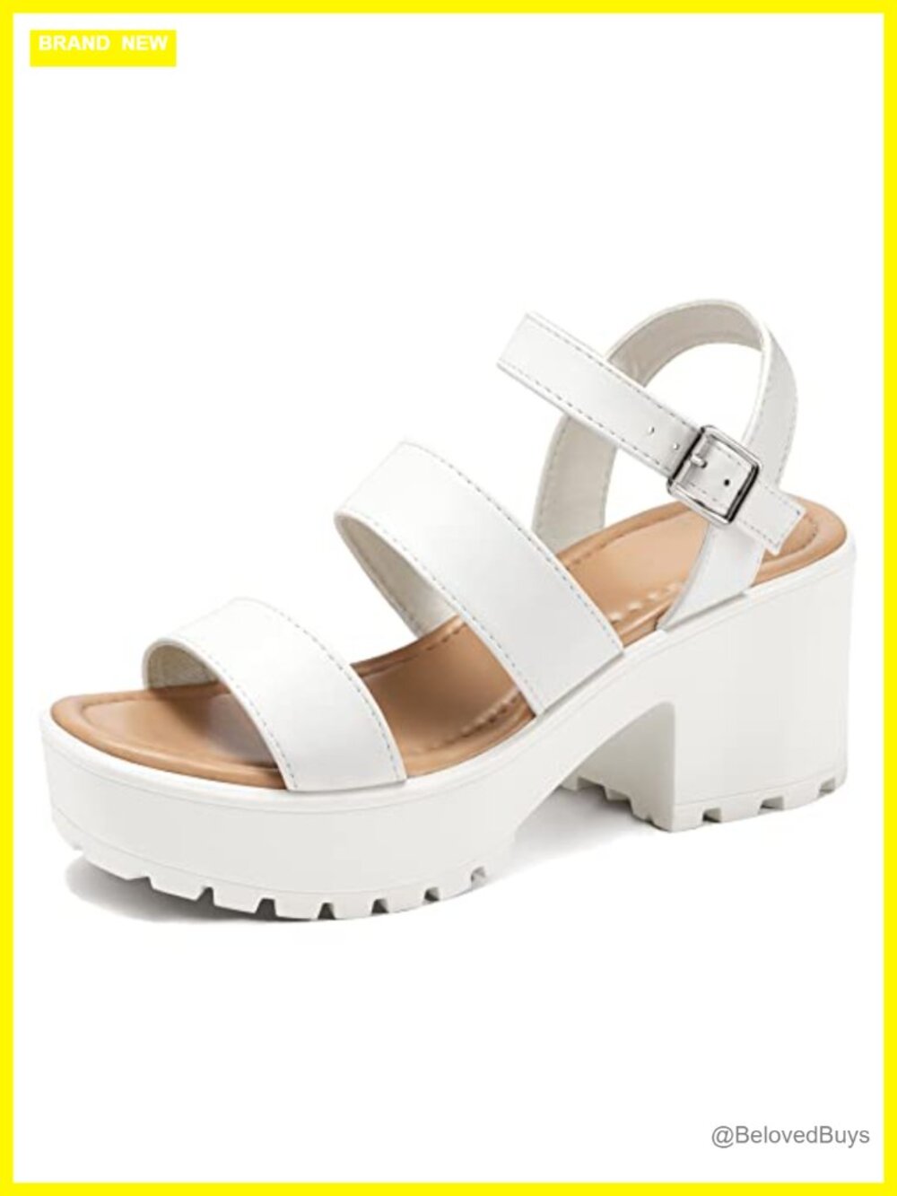 Women's Platform Sandals Ankle Strap Open Toe Lug Sole 3 Inch Chunky Block Heel